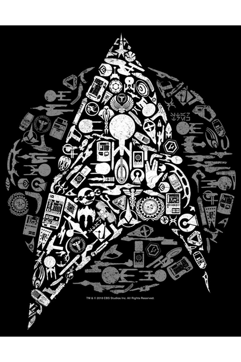 Men's Star Trek Starfleet Icon Collage  Graphic T-Shirt, Alternate, color, Black