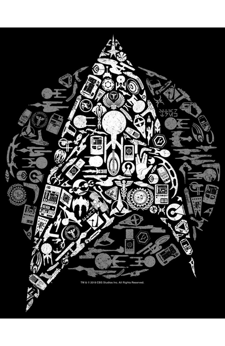 Star Trek Men's Star Trek Starfleet Icon Collage  Graphic T-Shirt, Alternate, color, Black