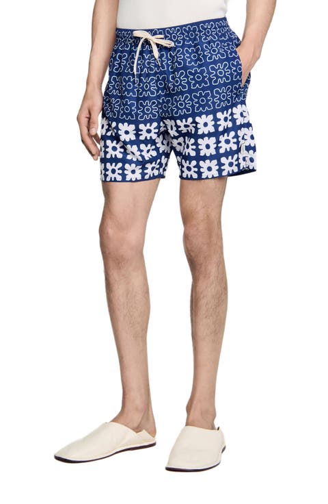 Floral print swim trunks