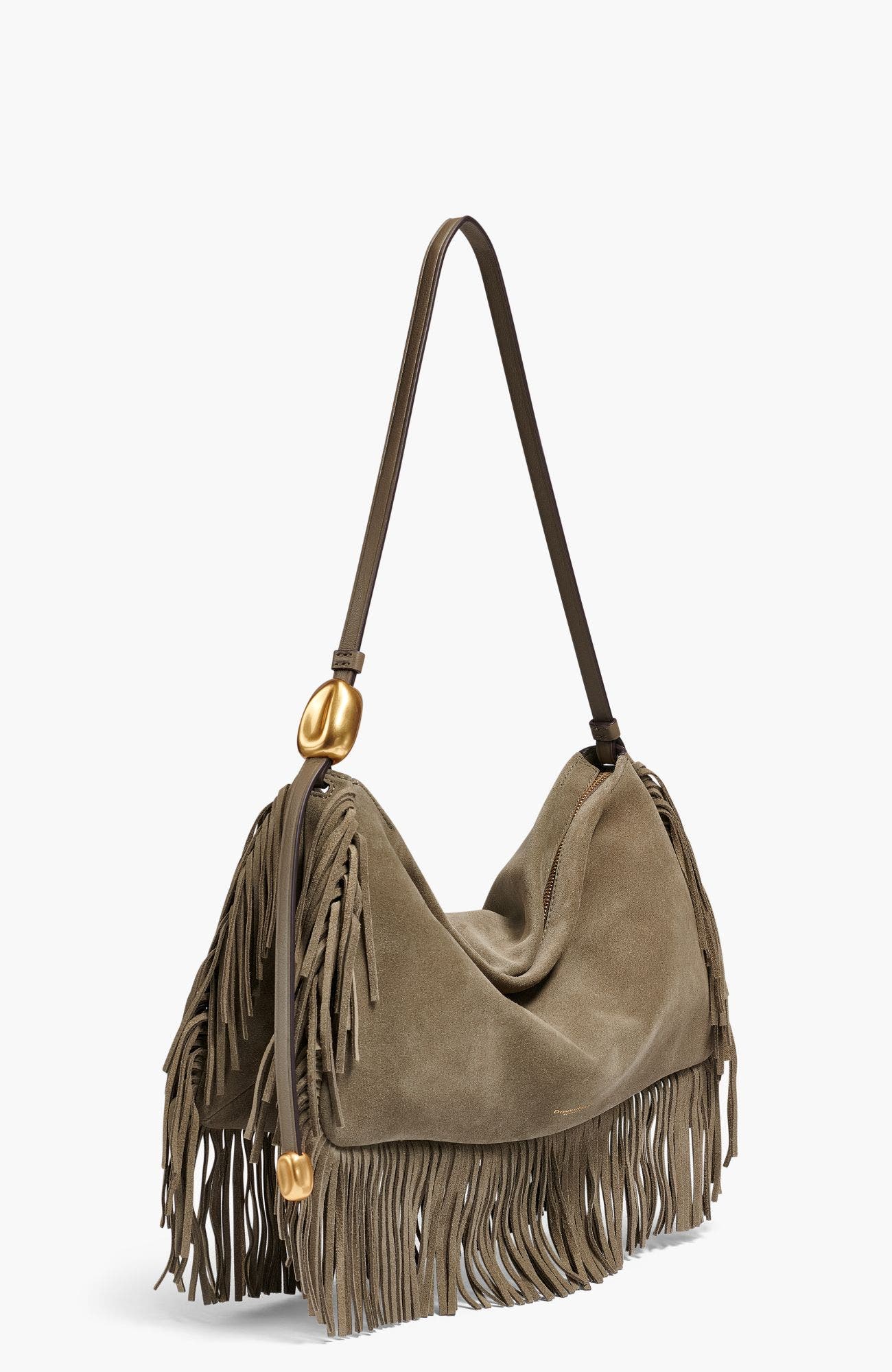 Velvet Suede Fringe Large Shoulder Bag, Alternate, color, Truffle