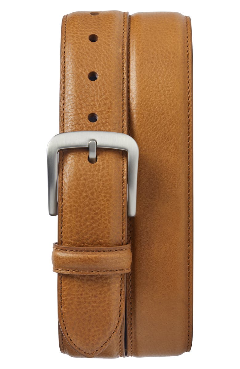 Shinola Canfield Vachetta Leather Belt, Main, color, Bourbon