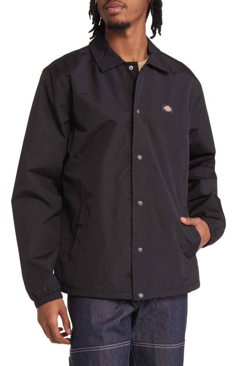 Dickies Oakport Snap-Up Coach's Jacket, Alternate, color, Black