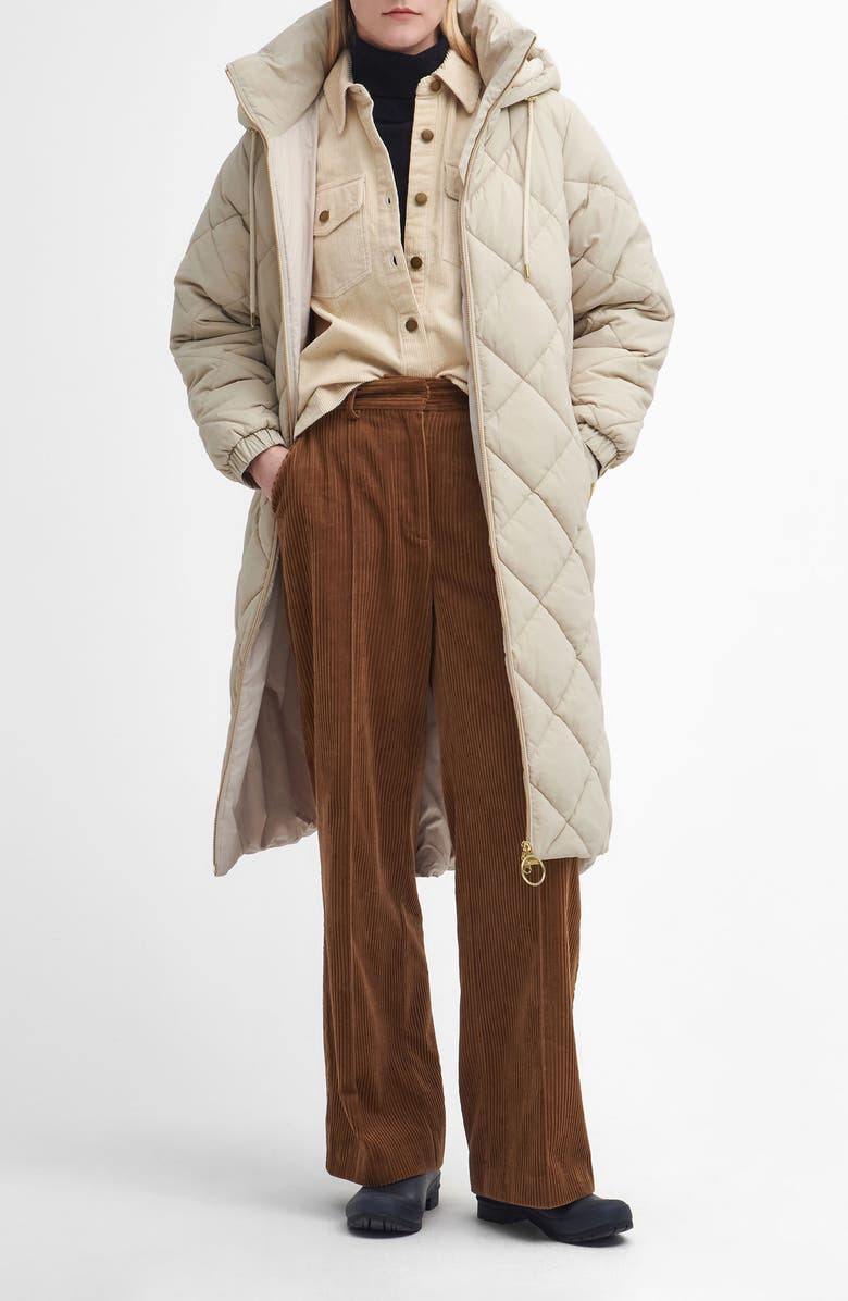Barbour Kirkton Longline Puffer Coat, Main, color, Oatmeal/ Ancient