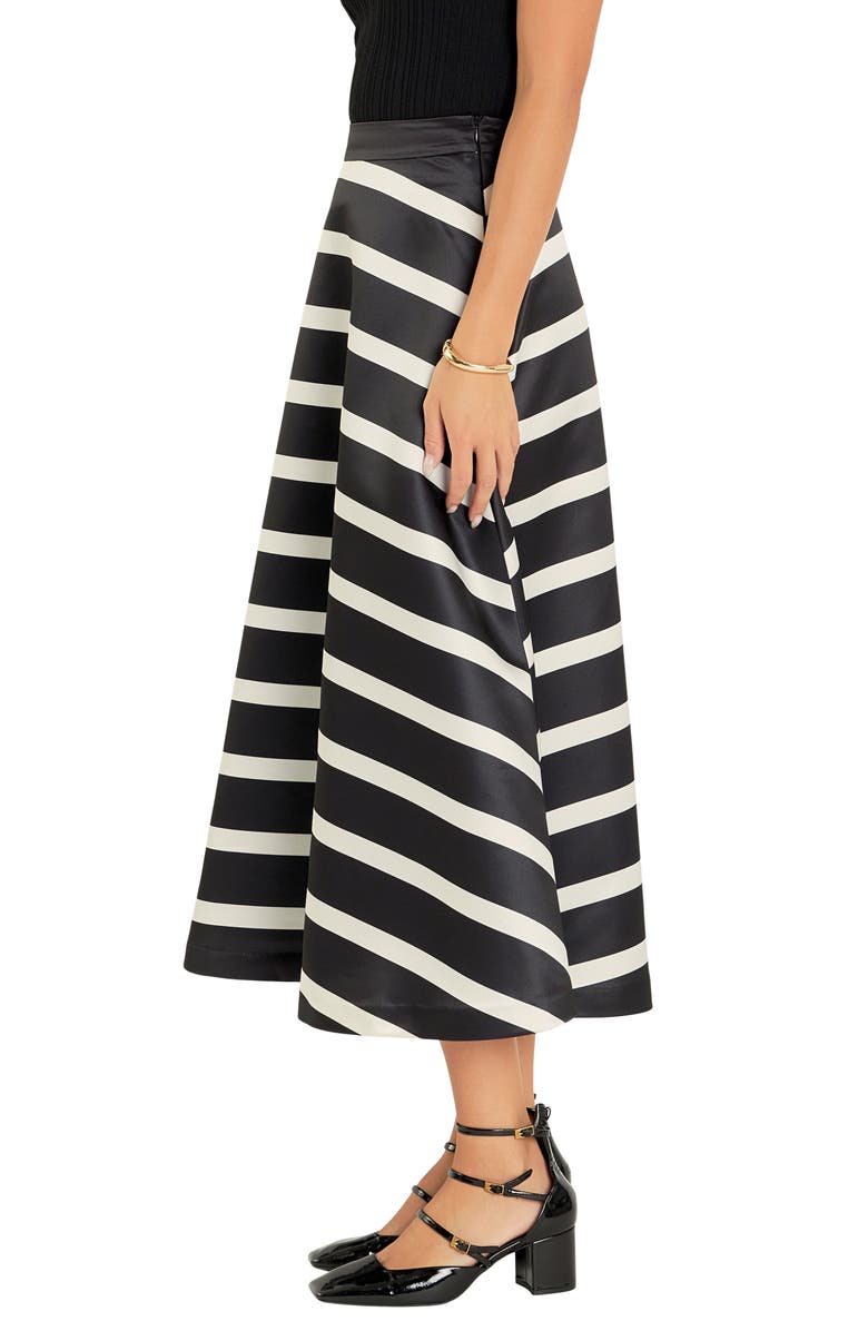 English Factory Stripe Midi A-Line Skirt, Alternate, color,