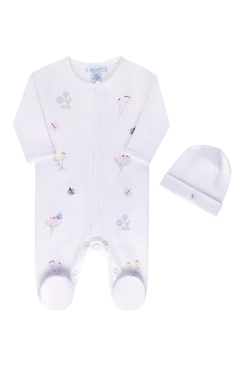 Garden Cotton Footie & Hat Set, Main, color, WHITE