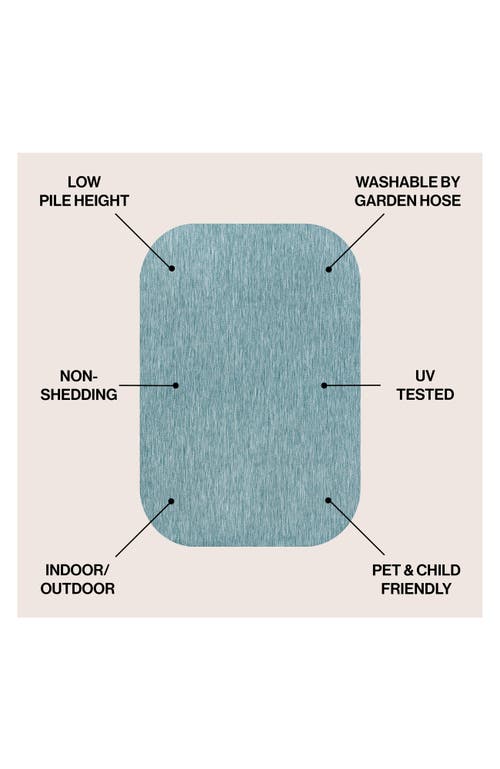 Jonathan Y Miles Modern Minimalist Radius Corner Solid Indoor/outdoor Shaped Area Rug In Turquoise