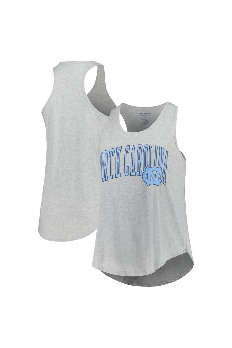 Women's Profile Heather Gray North Carolina Tar Heels Arch Logo Racerback Scoop Neck Tank Top, Main, color, Heather Gray