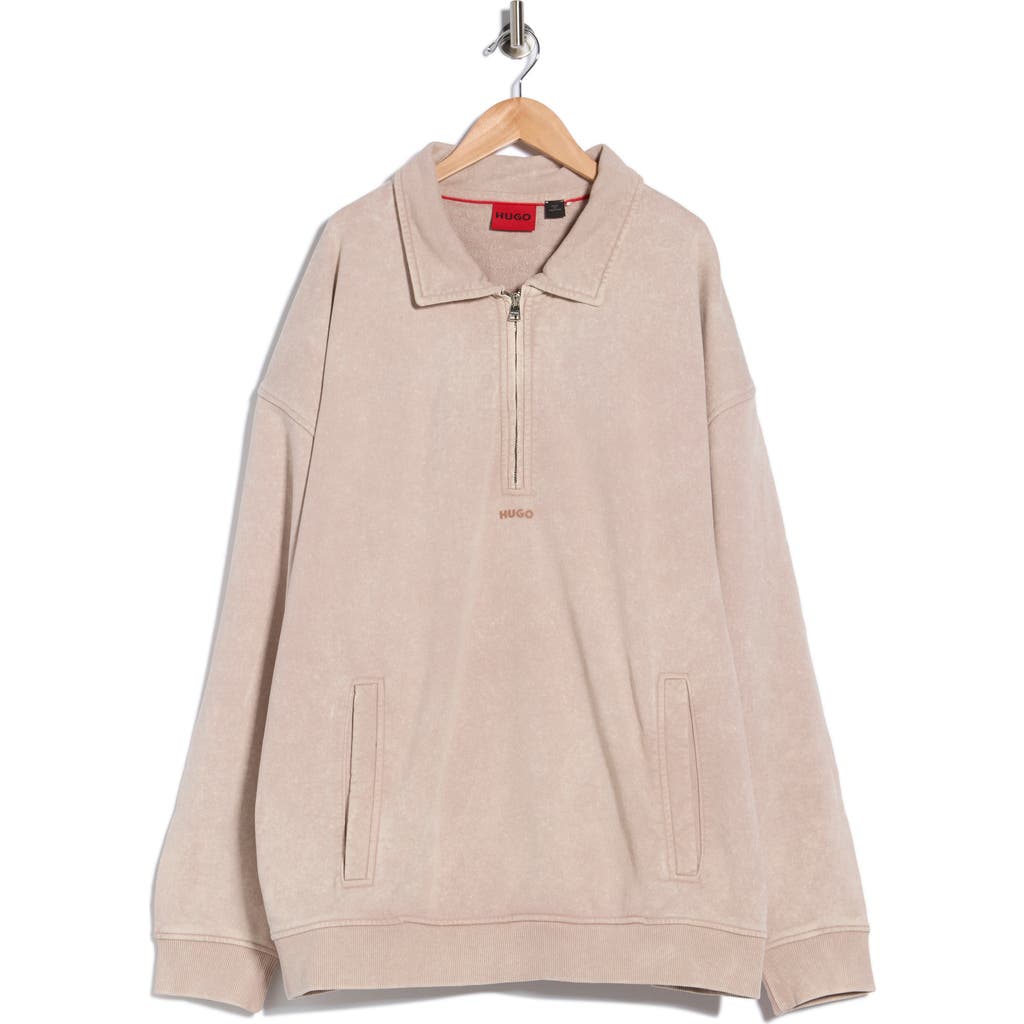 Hugo Boss Hugo Dunoche Half Zip Sweatshirt In Brown