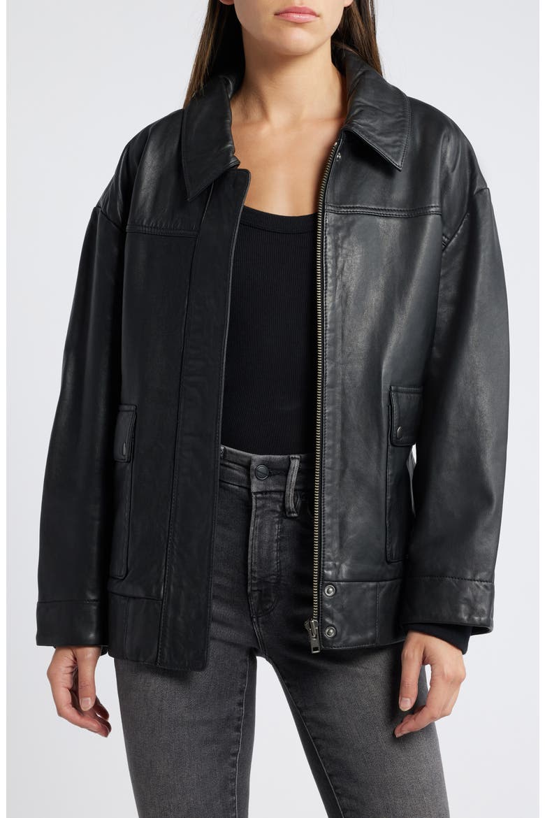 Leather Jacket, Main, color, BLACK