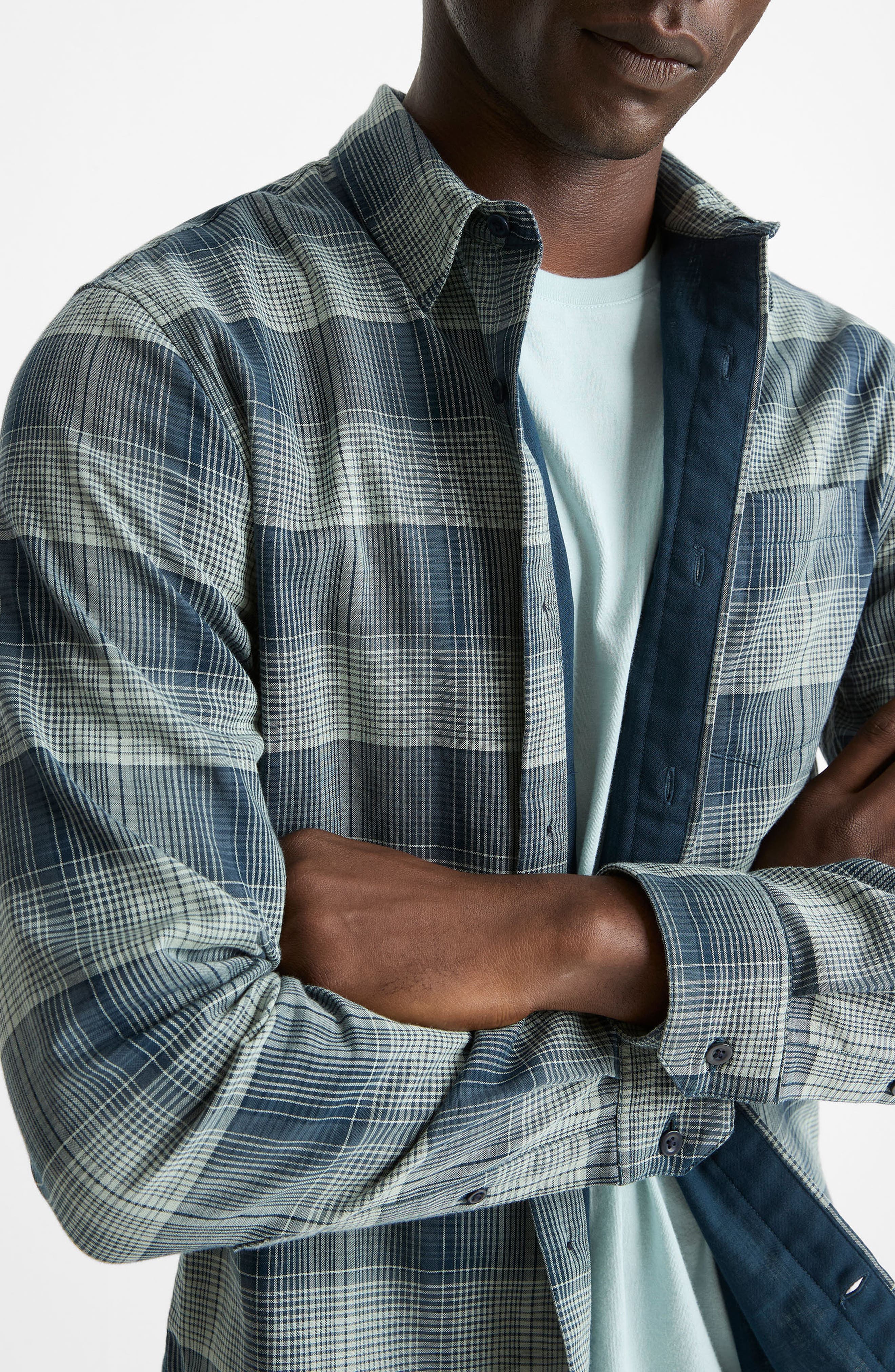 Big Sky Gradient Check Cotton Button-Up Shirt - image 2