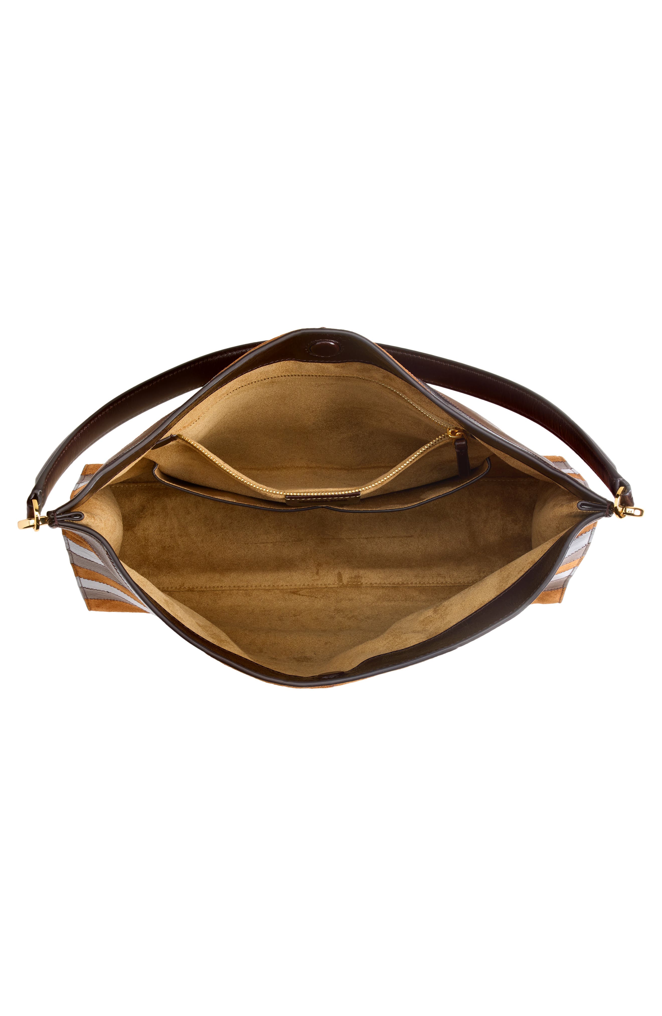 Vida Chevron Leather Shoulder Bag, Alternate, color, TOBACCO MULTI
