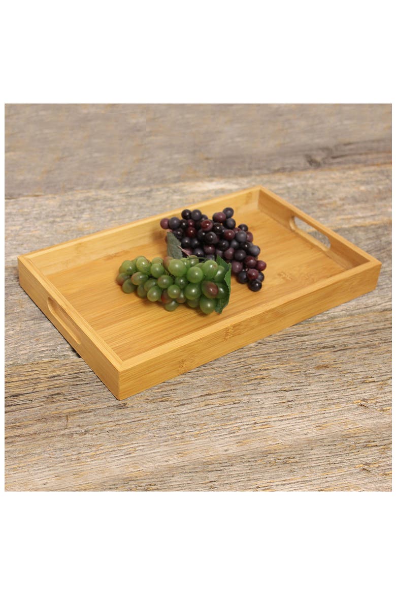 14" Bamboo Wood Serving Tray, Alternate, color, NATURAL