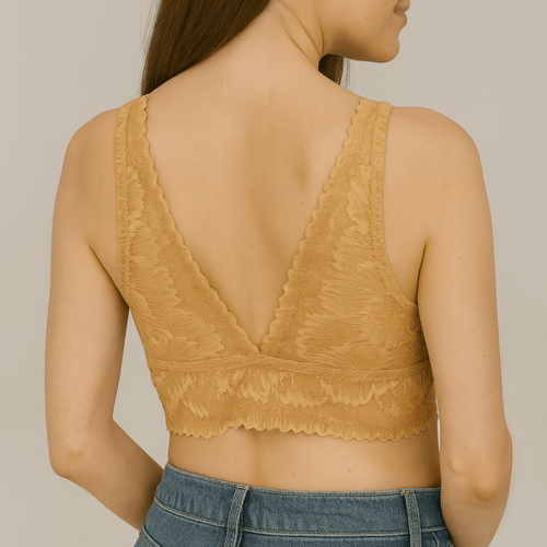 Meadow Lily Soft Lace Bralette In Gold