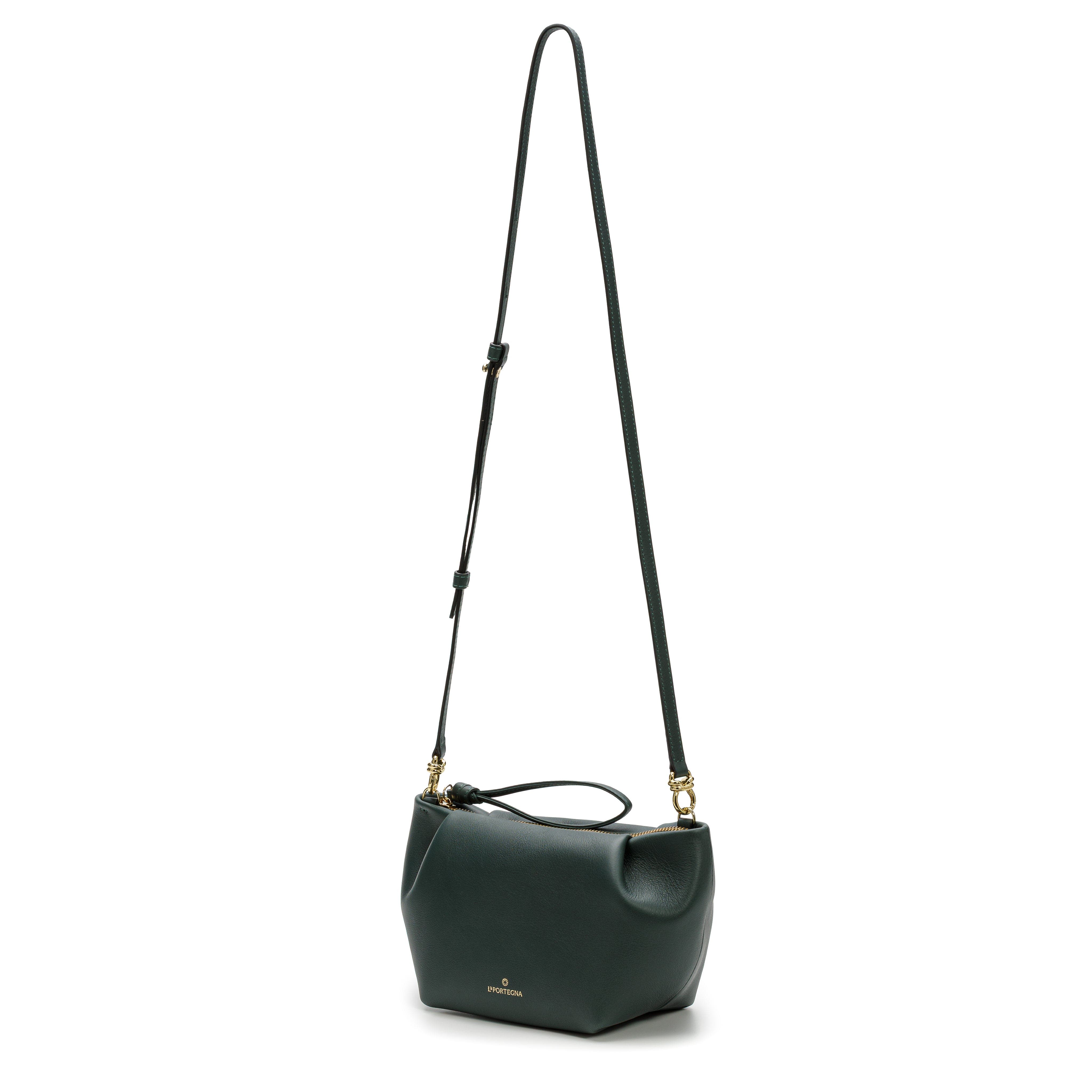 Martita Small Leather Clutch Bag With Shoulder Strap, Alternate, color, Forest