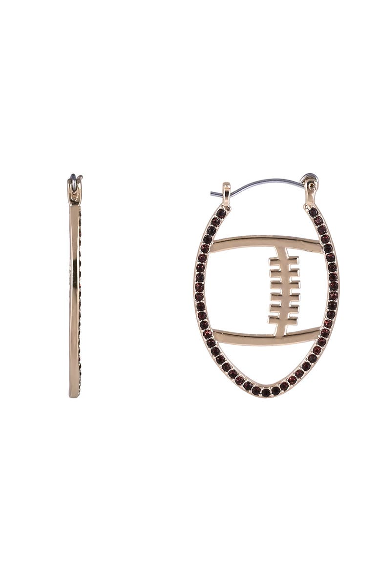 Game Day Stone Football Hoop Earrings, Alternate, color, Brown