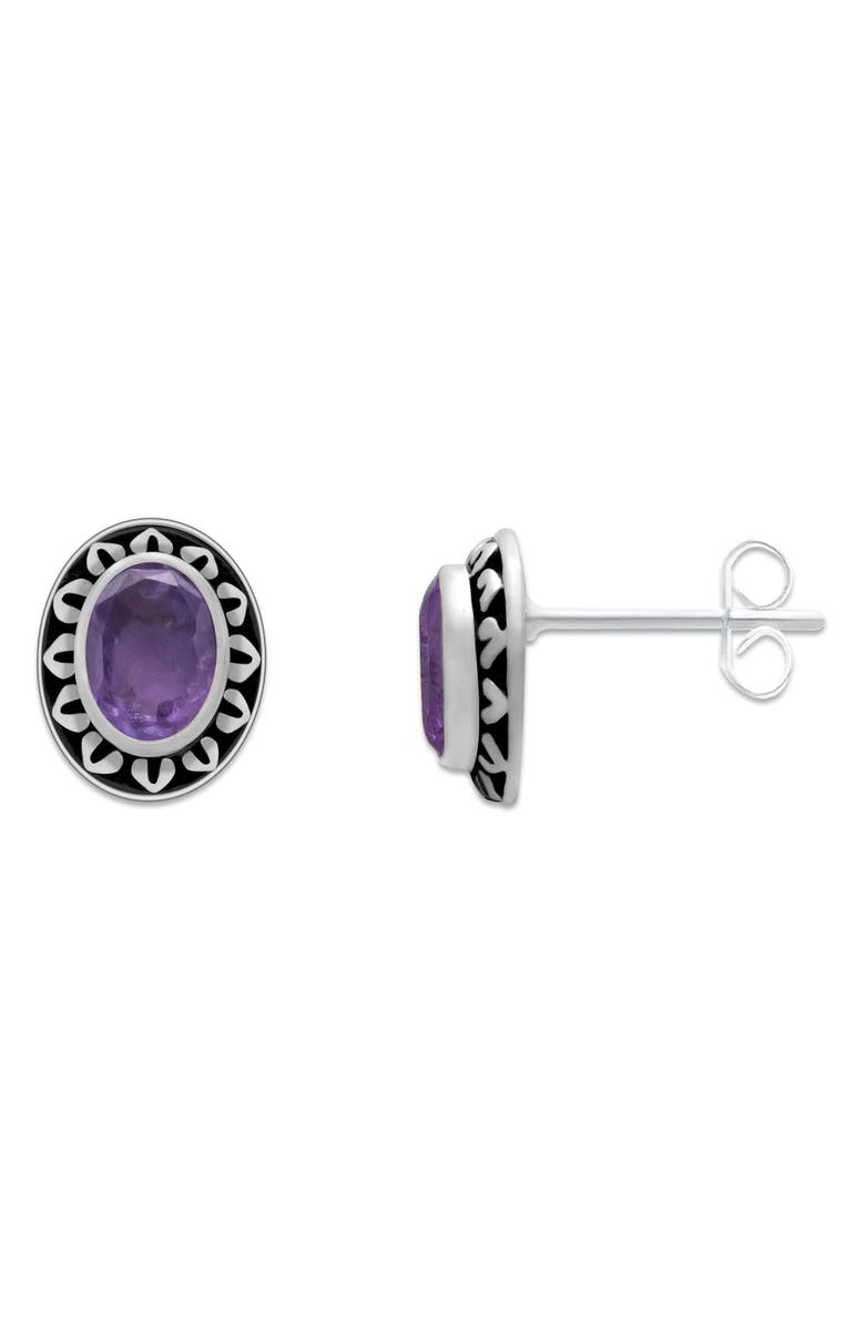 SAMUEL B. Sterling Silver Oval Semiprecious Stone Stud Earrings, Main, color,