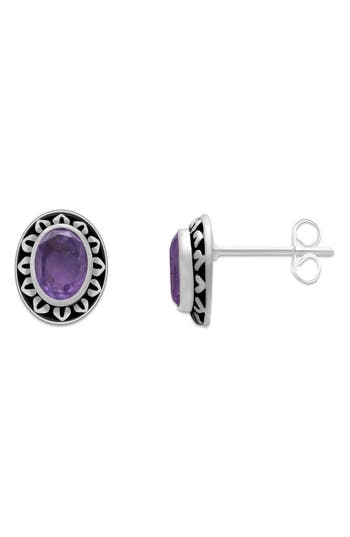 Samuel B. Sterling Silver Oval Semiprecious Stone Stud Earrings In Metallic