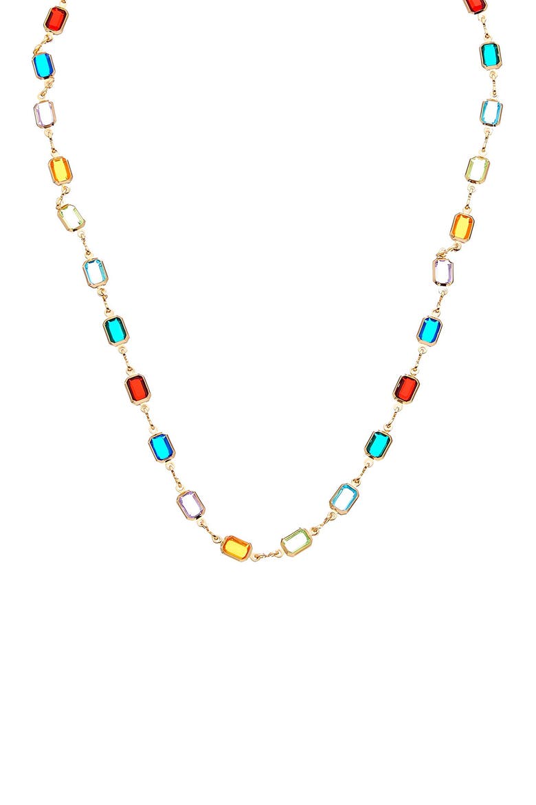 Multicolor Stone Station Necklace, Main, color, YELLOW