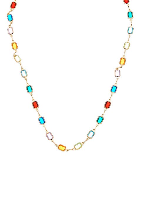 Multicolor Stone Station Necklace