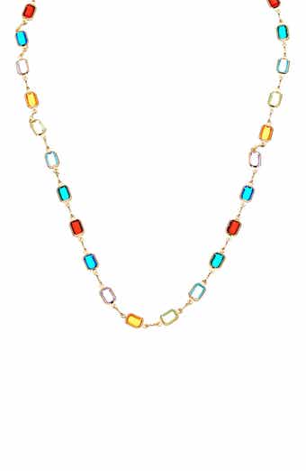 Multicolor Stone Station Necklace