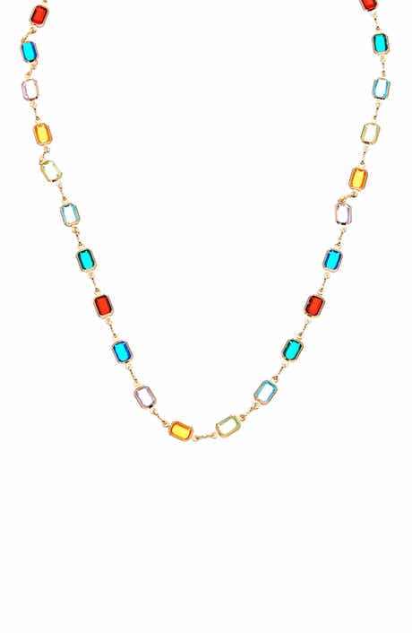Multicolor Stone Station Necklace