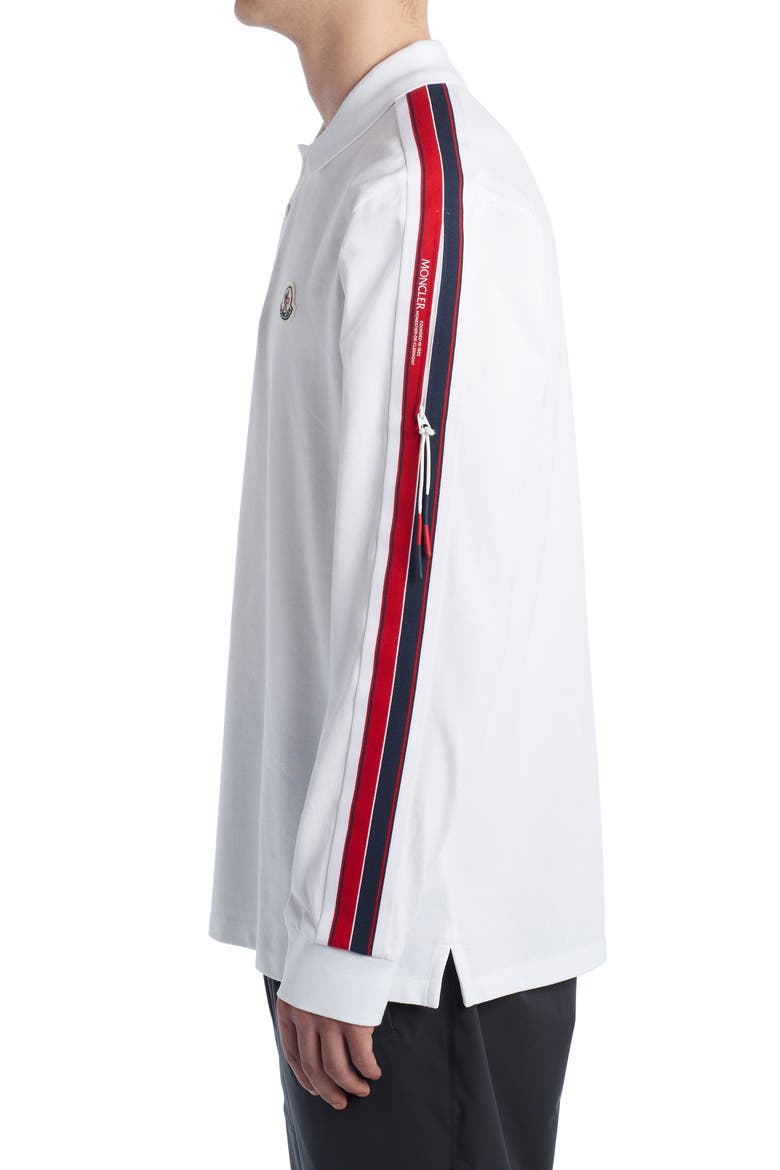 Banded Long Sleeve Cotton Piqué Polo, Alternate, color, WHITE