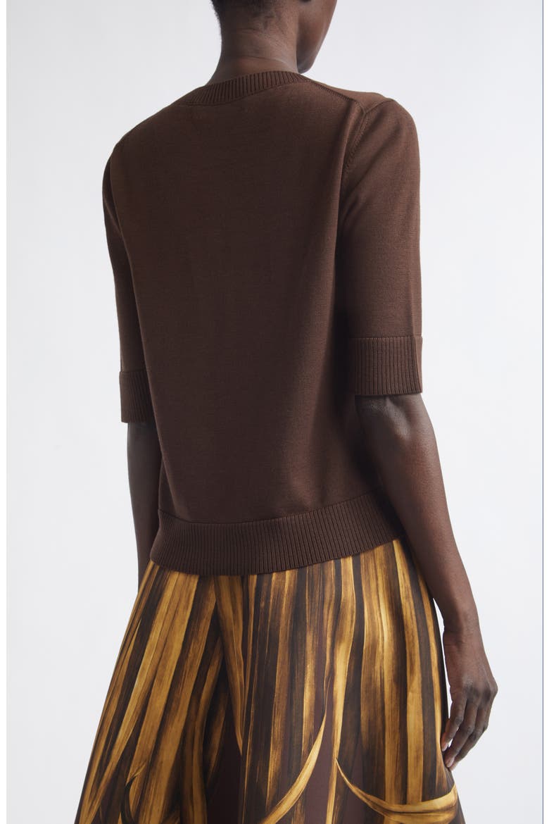 Button Slit Virgin Wool Sweater, Alternate, color, MAHOGANY BROWN