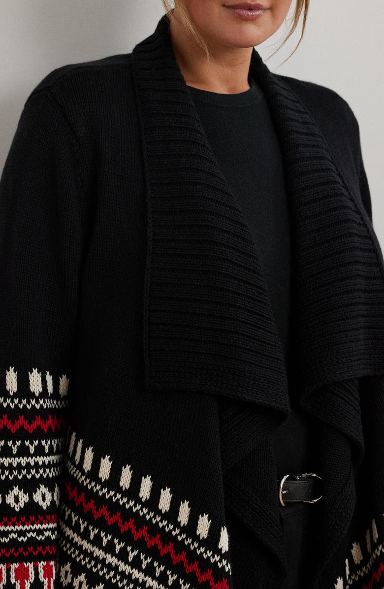Lauren Ralph Lauren Fair Isle Waterfall Cotton Cardigan, Alternate, color, 