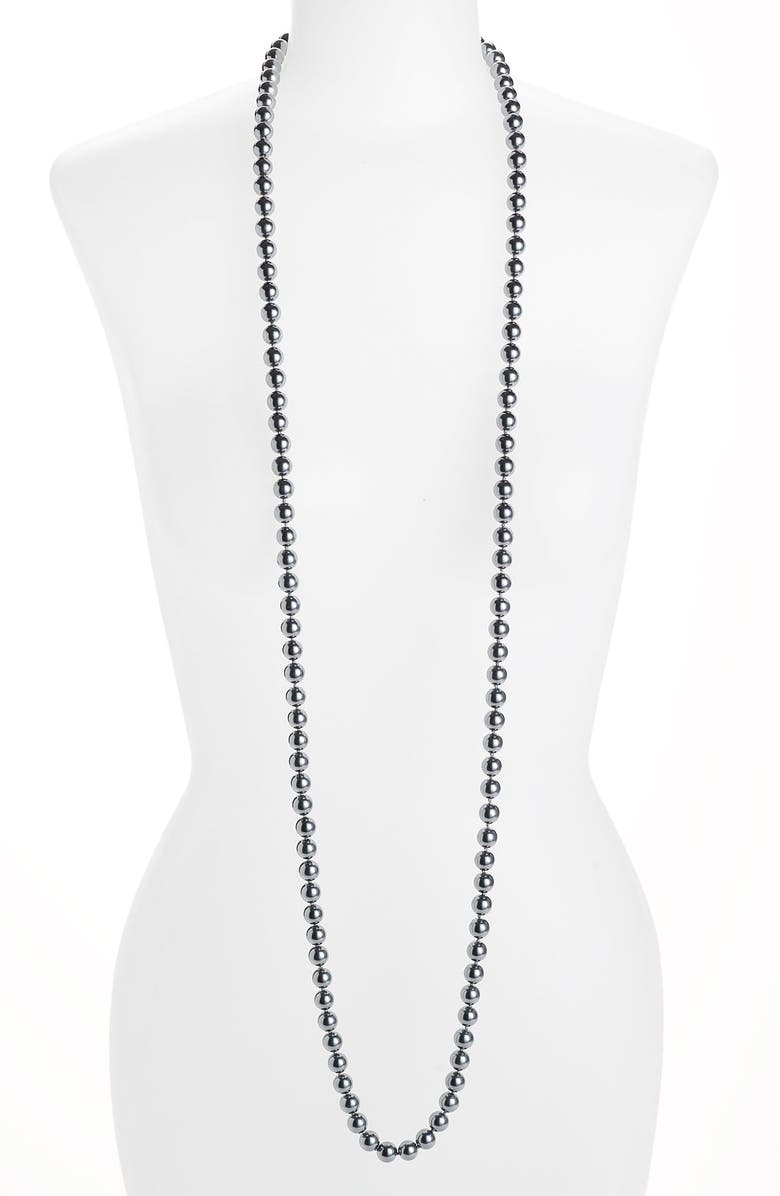 Givenchy Glass Pearl Rope Necklace, Main, color, 