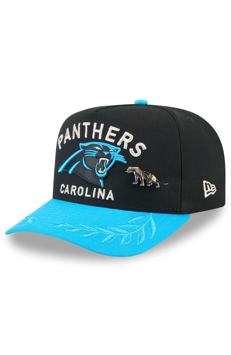 New Era Men's New Era Black/Blue Carolina Panthers 2025 NFL Draft On Stage A-Frame 59FIFTY Fitted Hat, Main, color, 