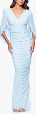 Betsy & Adam Drape Detail Powermesh Gown