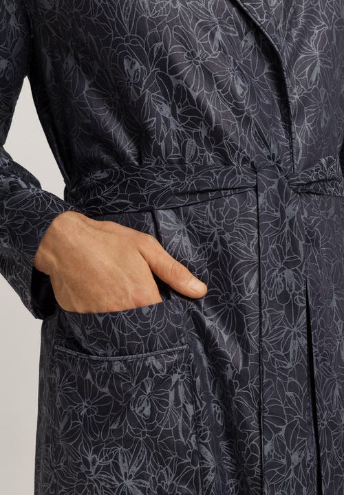 Hanro Selection Satin Cotton Robe In Blue