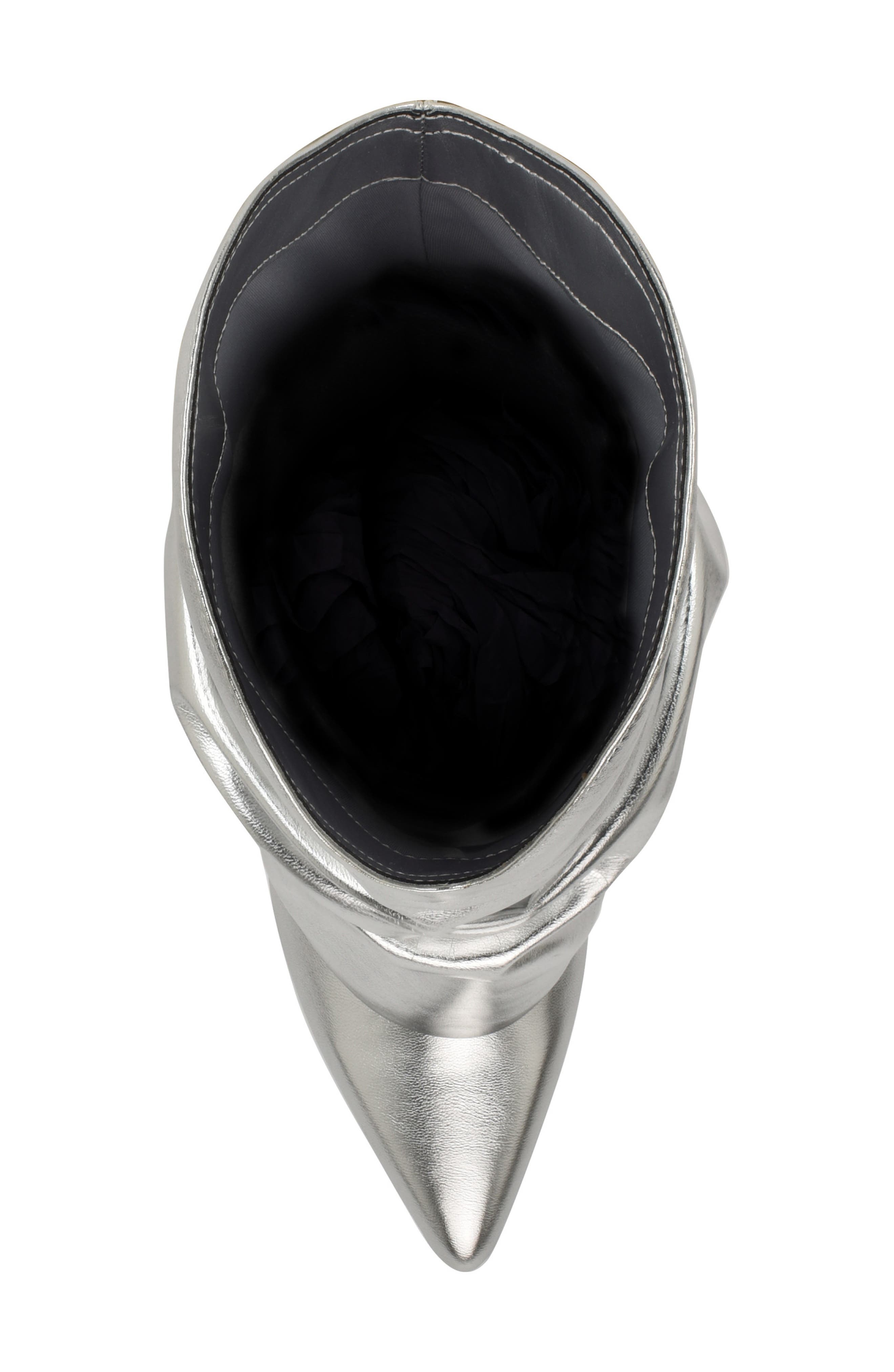 Nine West Amazin Foldover Shaft Pointed Toe Wedge Boot, Alternate, color, Silver