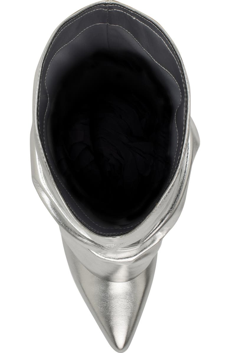 Nine West Amazin Foldover Shaft Pointed Toe Wedge Boot, Alternate, color, Silver