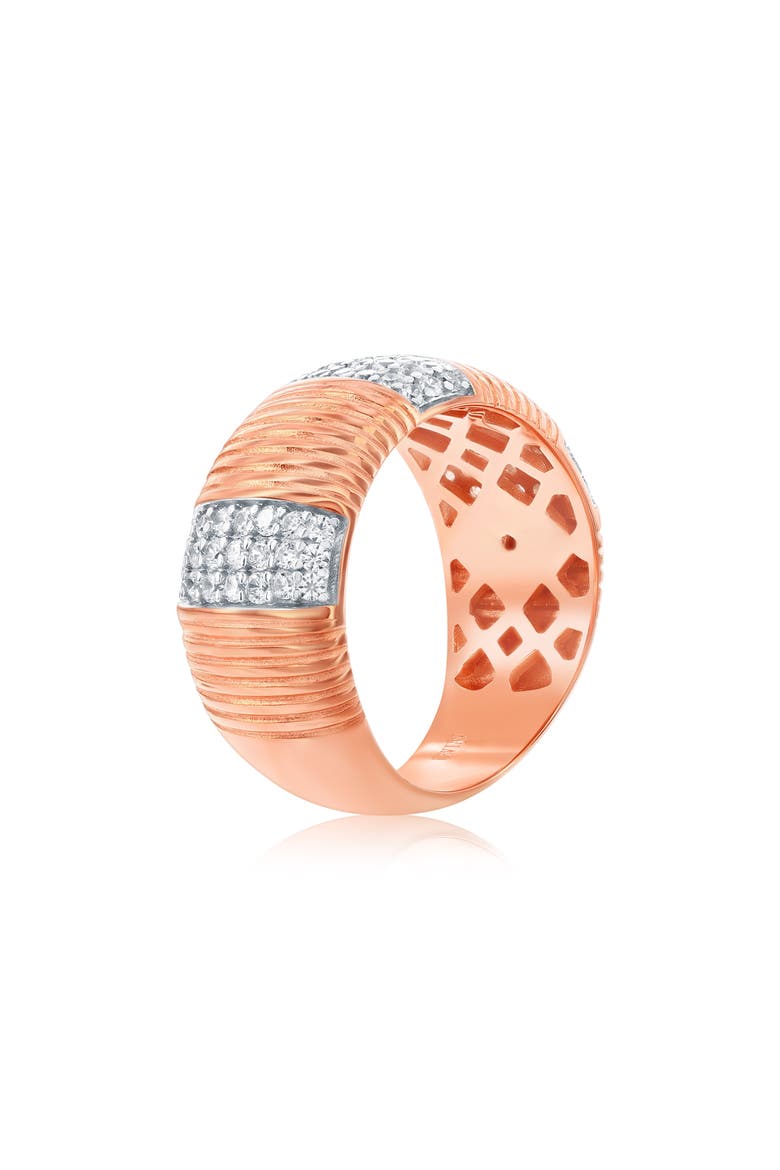 Pavé Cubic Zirconia Line Wide Band Ring, Alternate, color, PINK
