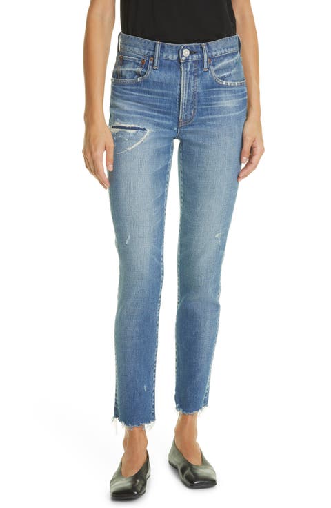 Hammond High Waist Distressed Raw Hem Skinny Jeans