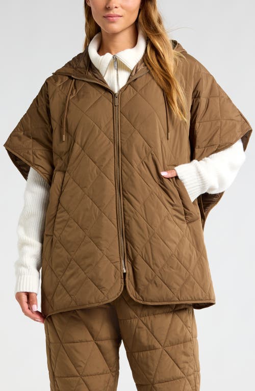 Zella Full Zip Quilted Cape in Brown Teak 