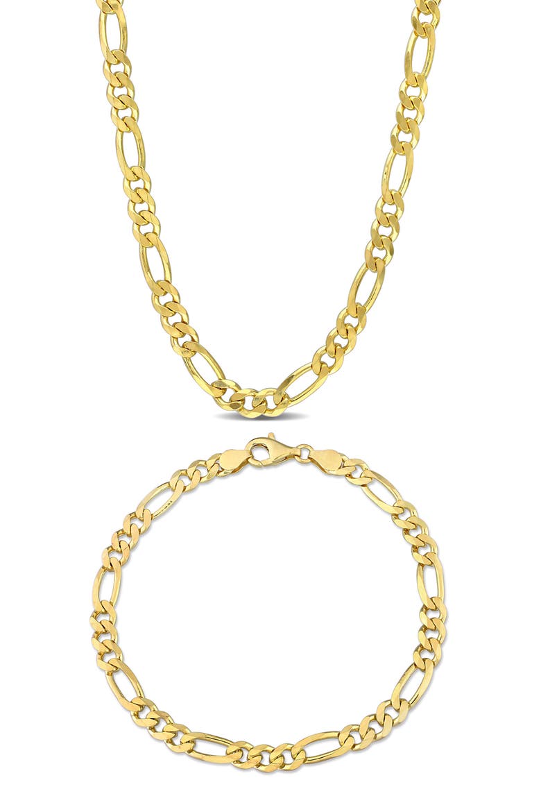 Men's Figaro Chain Necklace & Bracelet Set, Main, color, YELLOW GOLD