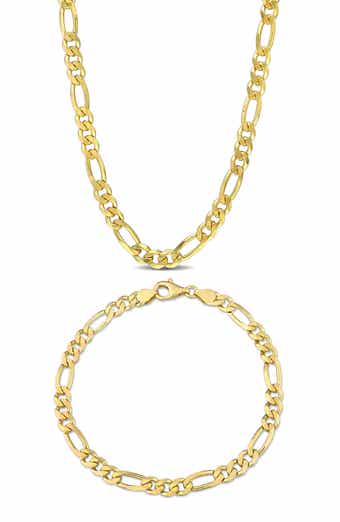DELMAR Men's Figaro Chain Necklace & Bracelet Set