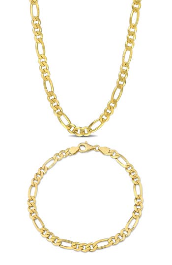Delmar Figaro Chain Necklace & Bracelet Set In Gold