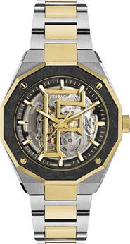 FERRAGAMO Edge Skeleton Automatic Bracelet Watch, 42mm
