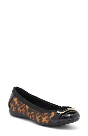 Anne Klein Ursula Ballet Flat In Leopard Microsuede