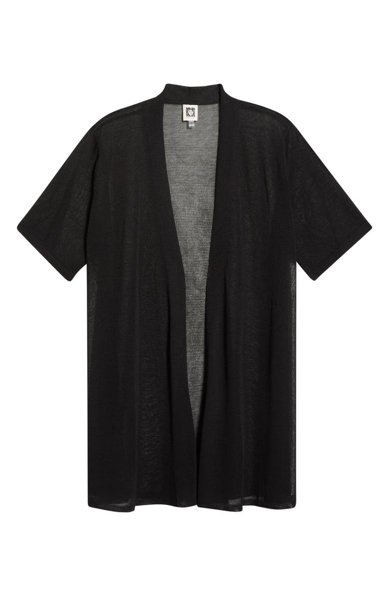 Anne Klein Semisheer Short Sleeve Cardigan, Alternate, color, Anne Black