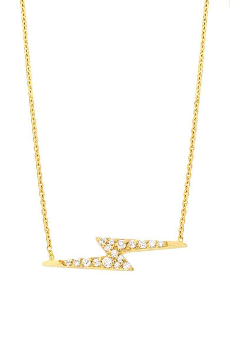 HAWLEY ST 14K Gold Pavé Diamond Lightning Bolt Pendant Necklace, Main, color, 