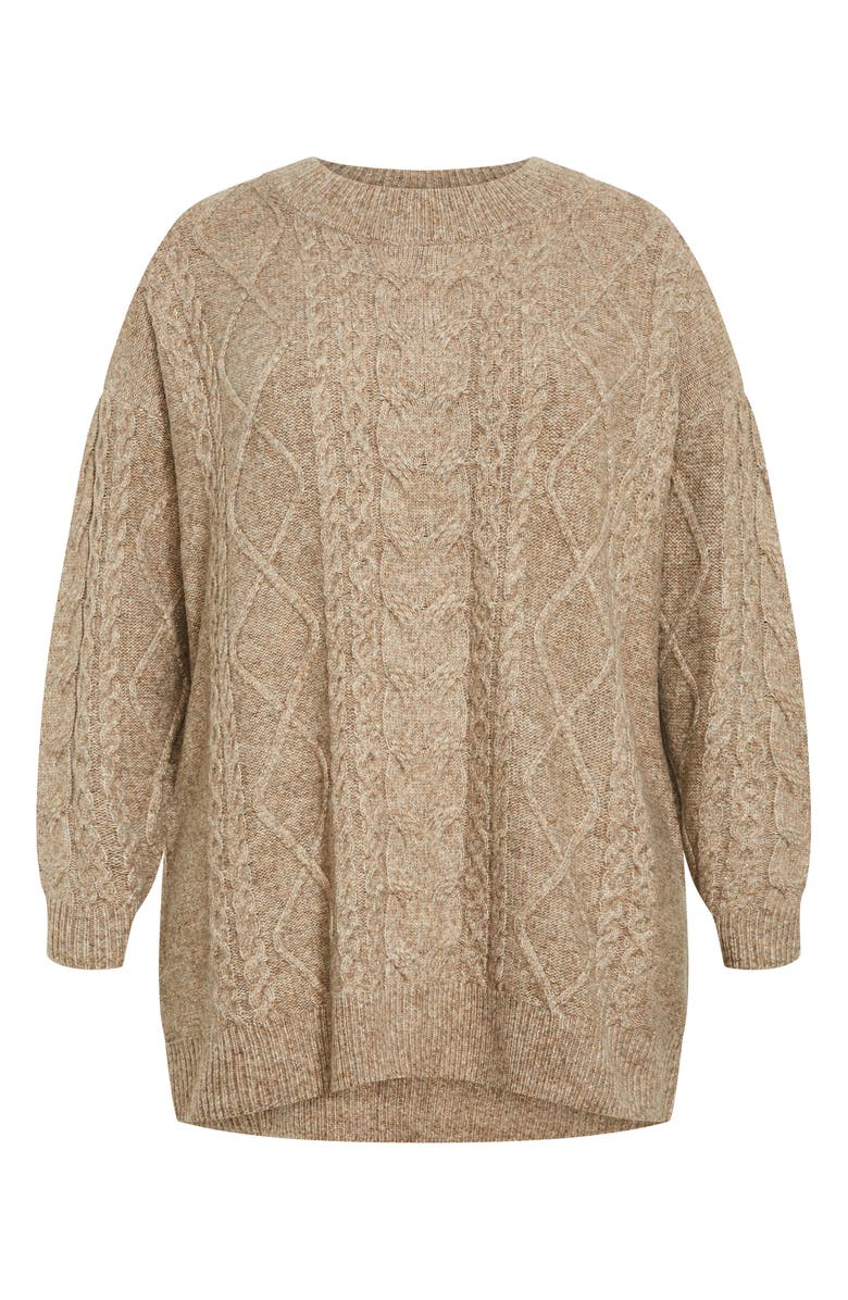 City Chic Jojo Oversize Fisherman Sweater, Alternate, color, Biscuit