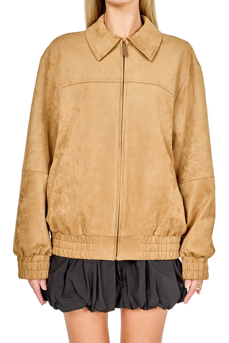 Faux Suede Work Jacket, Main, color, CAMEL