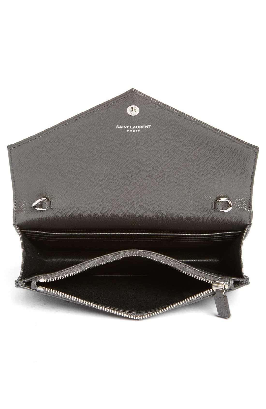 Monogramme Calfskin Leather Wallet on a Chain, Alternate, color, COAL