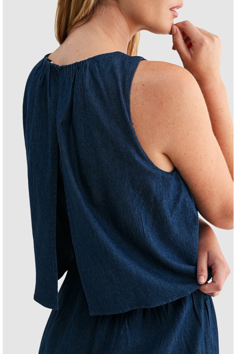 Sleeveless Popover Denim Jumpsuit, Alternate, color, DARK DENIM