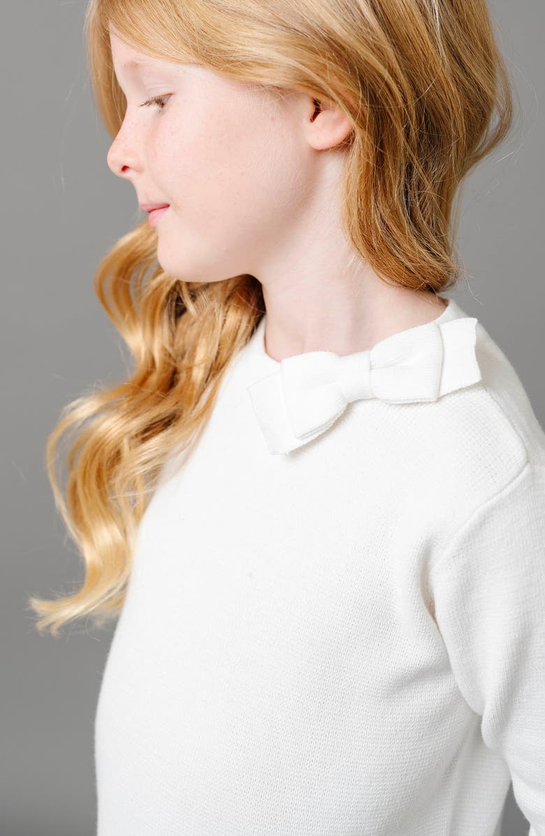 Hope & Henry Baby Girls' Organic Mock Neck Bow Detail Sweater Dress, Infant, Main, color, Soft White Bow Neck