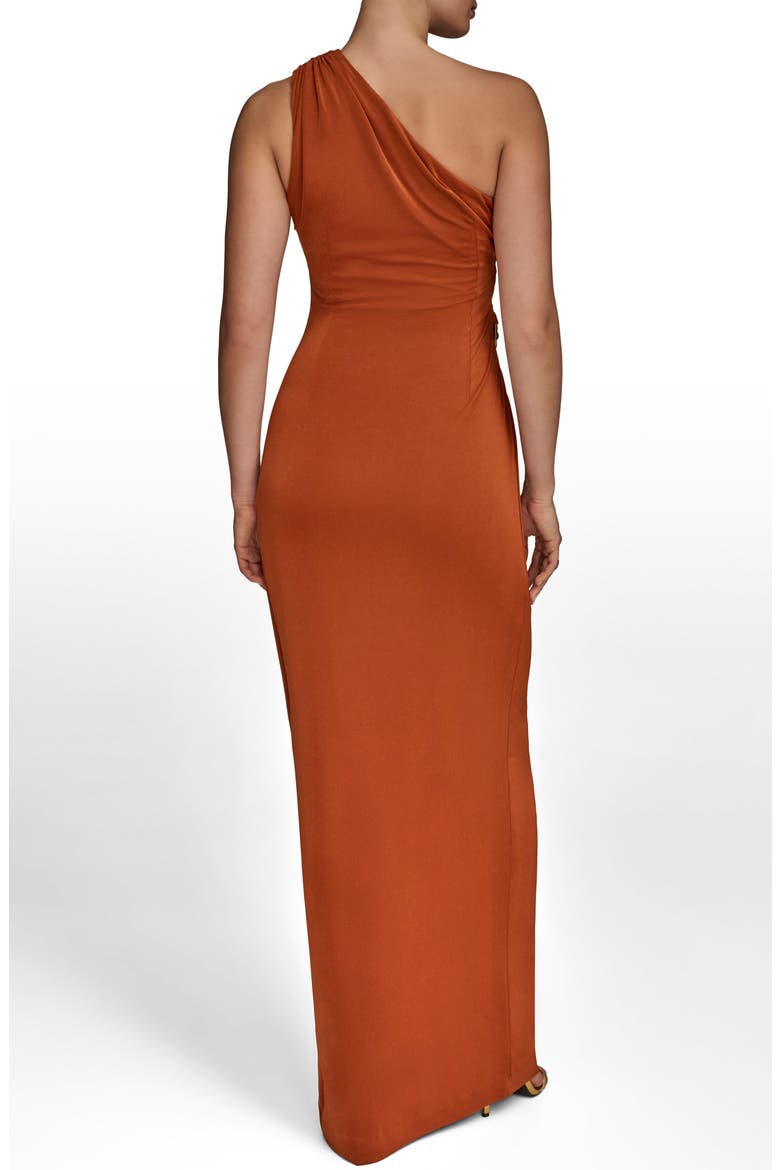 One-Shoulder Stretch Jersey Gown, Alternate, color, CINNAMON